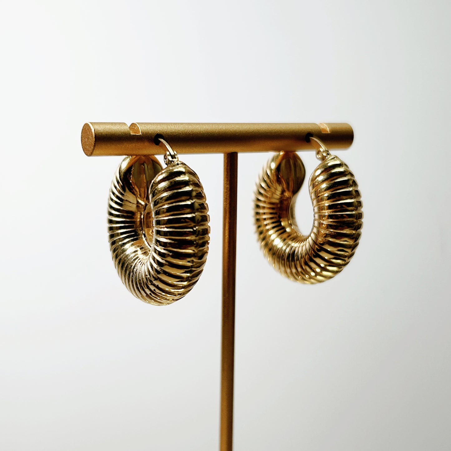 Ribbed Hoops Stainless Steel