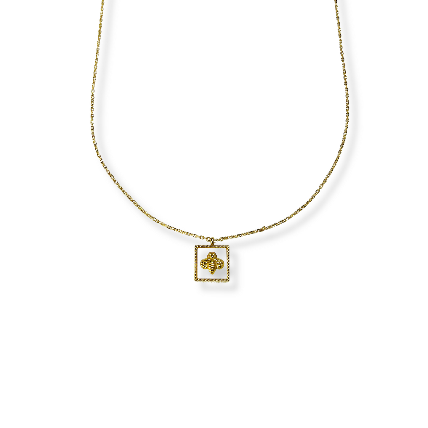 Collar HoneyBee | Dije de abeja en acero inoxidable dorado