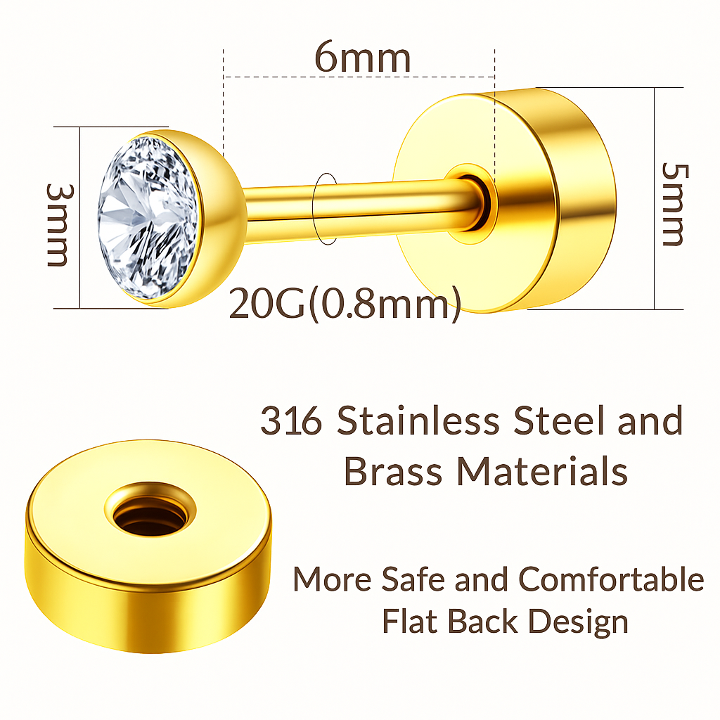 Minimal Gold Spark Studs | Broqueles Minimal Brillo Dorado