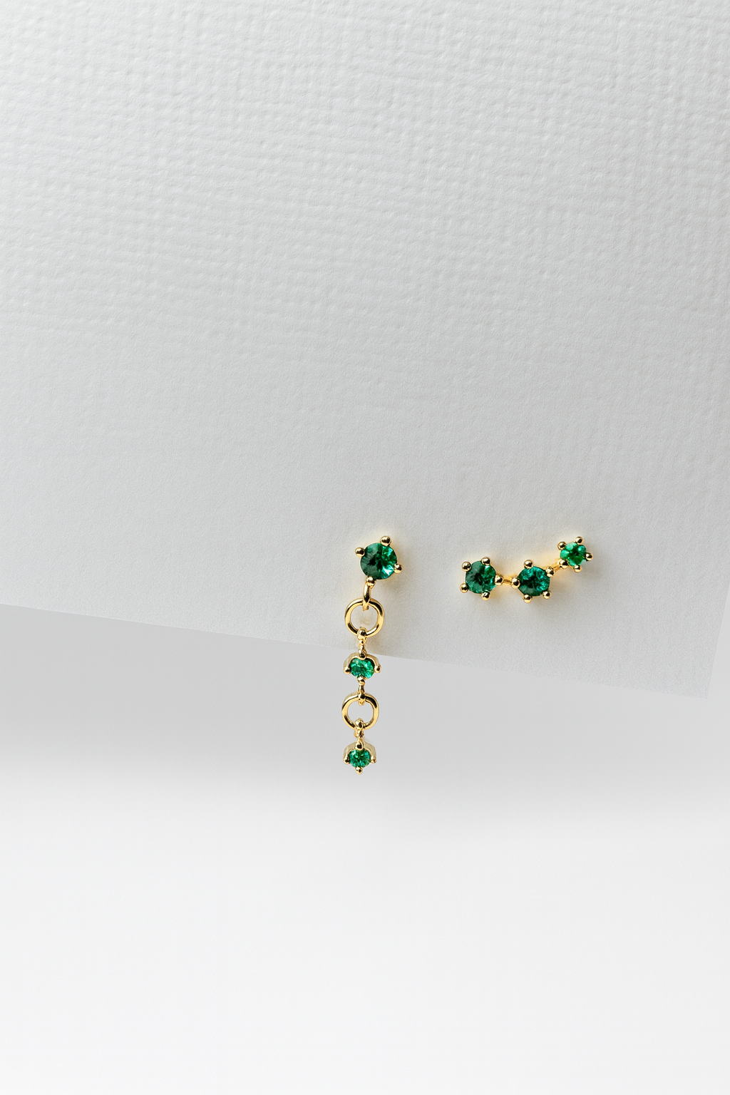Emerald Glow Mismatched Earring | Dangle & Stud Set