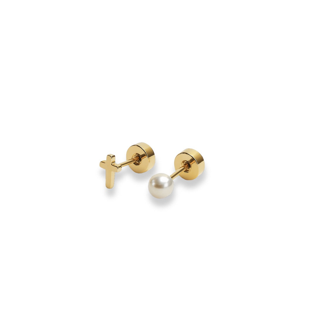 Cross & Pearl | Duo Studs