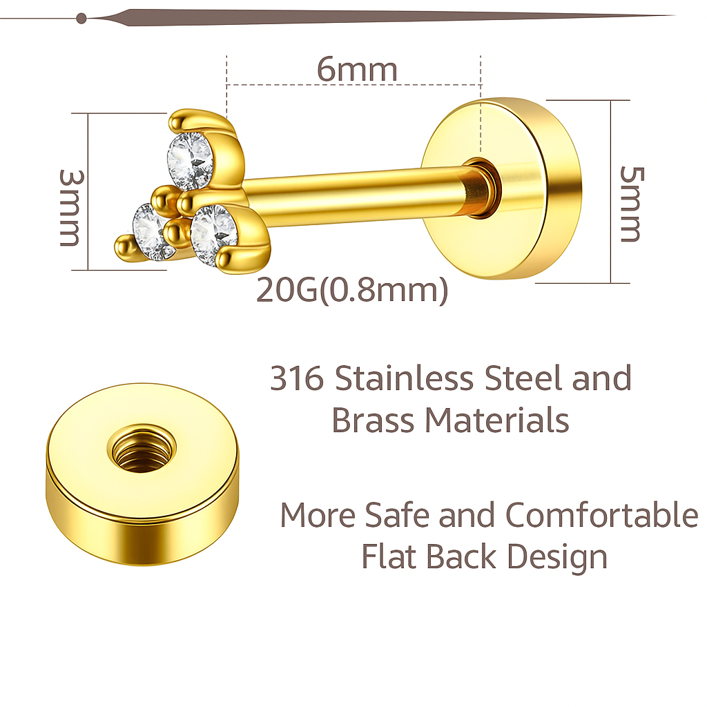 Triple Bloom Cubic Zirconia Studs | Broqueles Flor Triple Circonia