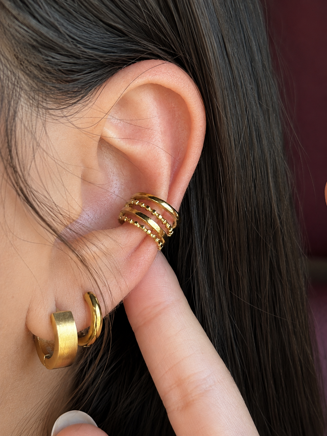 Earcuff 4 Anillos Acero Inoxidable