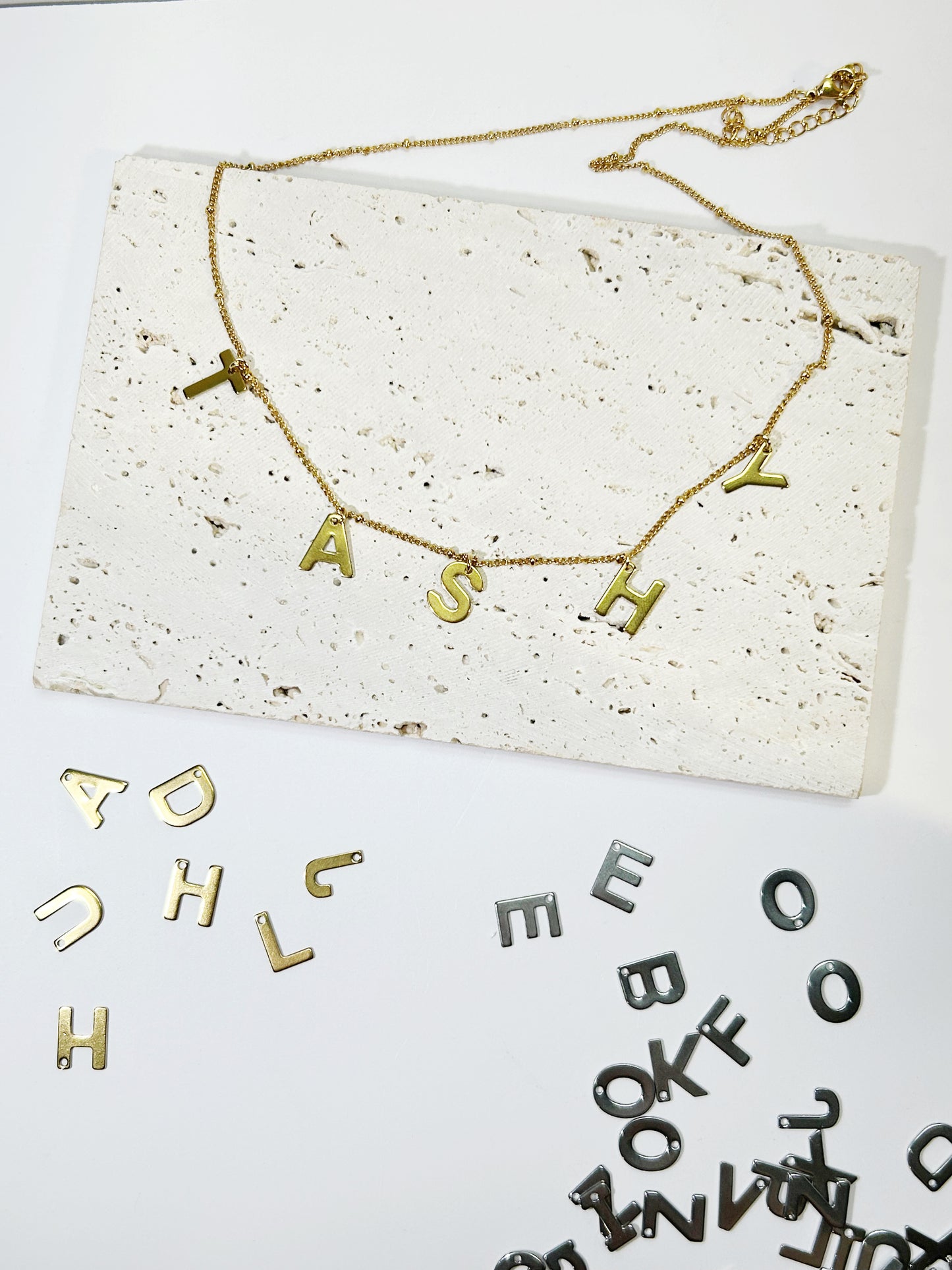SS Silver letters to personalize chains
