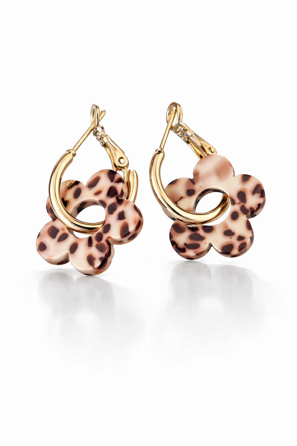 Aretes Flor Acrílico | Chapado en Oro