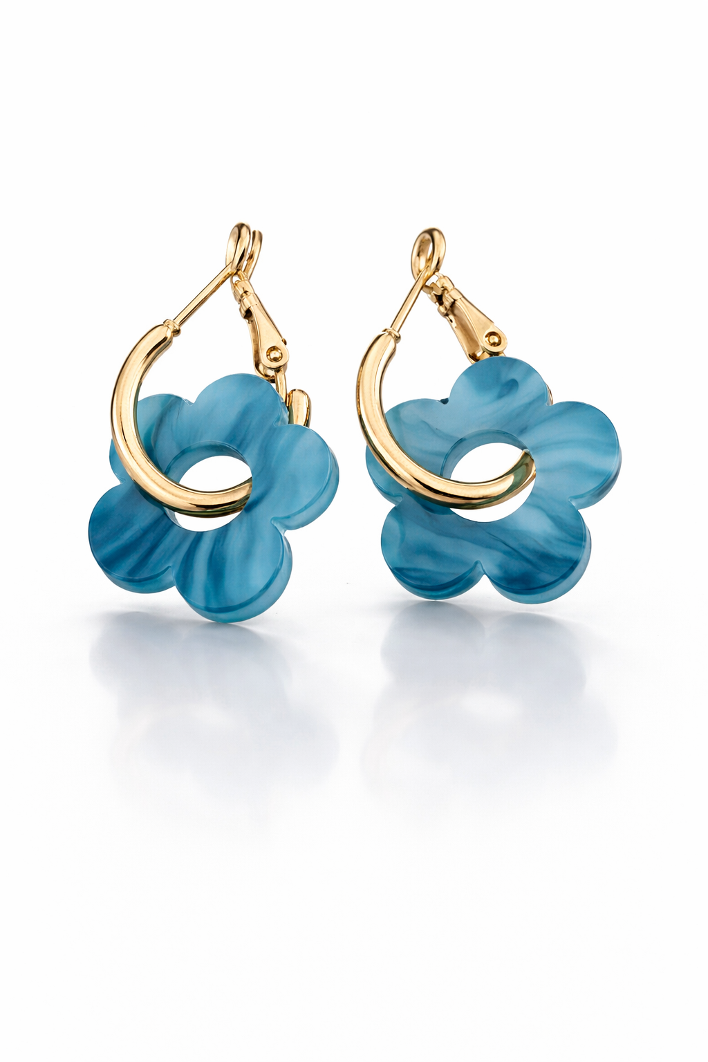 Aretes Flor Acrílico | Chapado en Oro