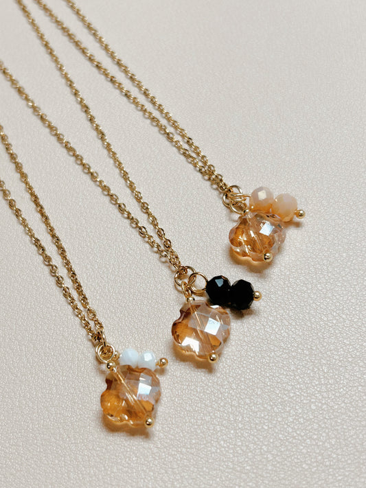 Clover-cut faceted crystal Necklace