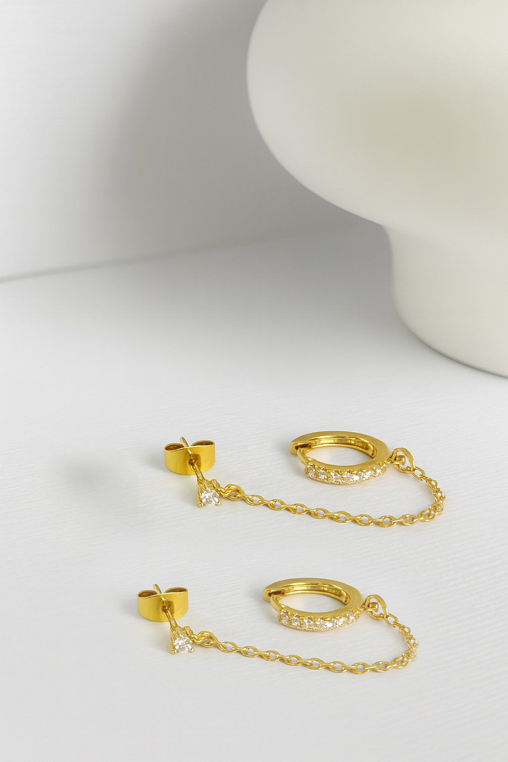 Chain Link Huggies| Duo Studs