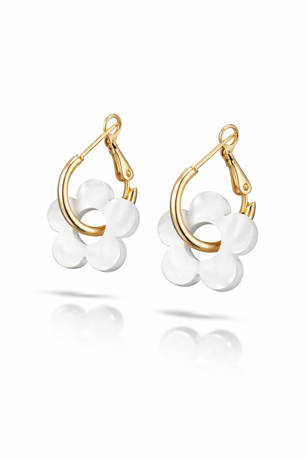 Aretes Flor Acrílico | Chapado en Oro