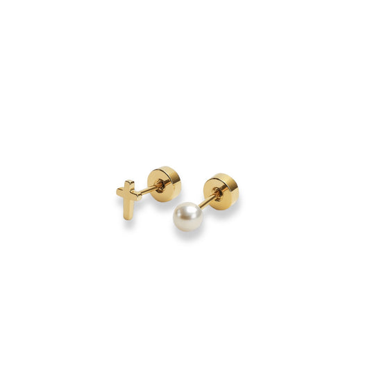 Cross & Pearl | Duo Studs