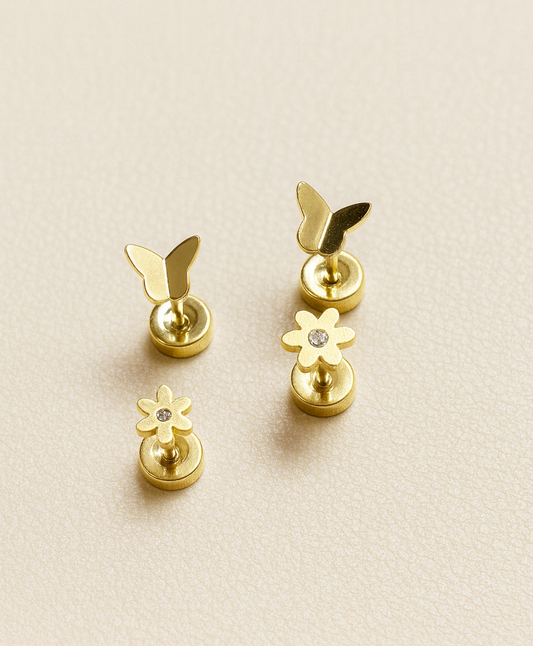 Daisy & Butterfly | 2 Pairs Studs