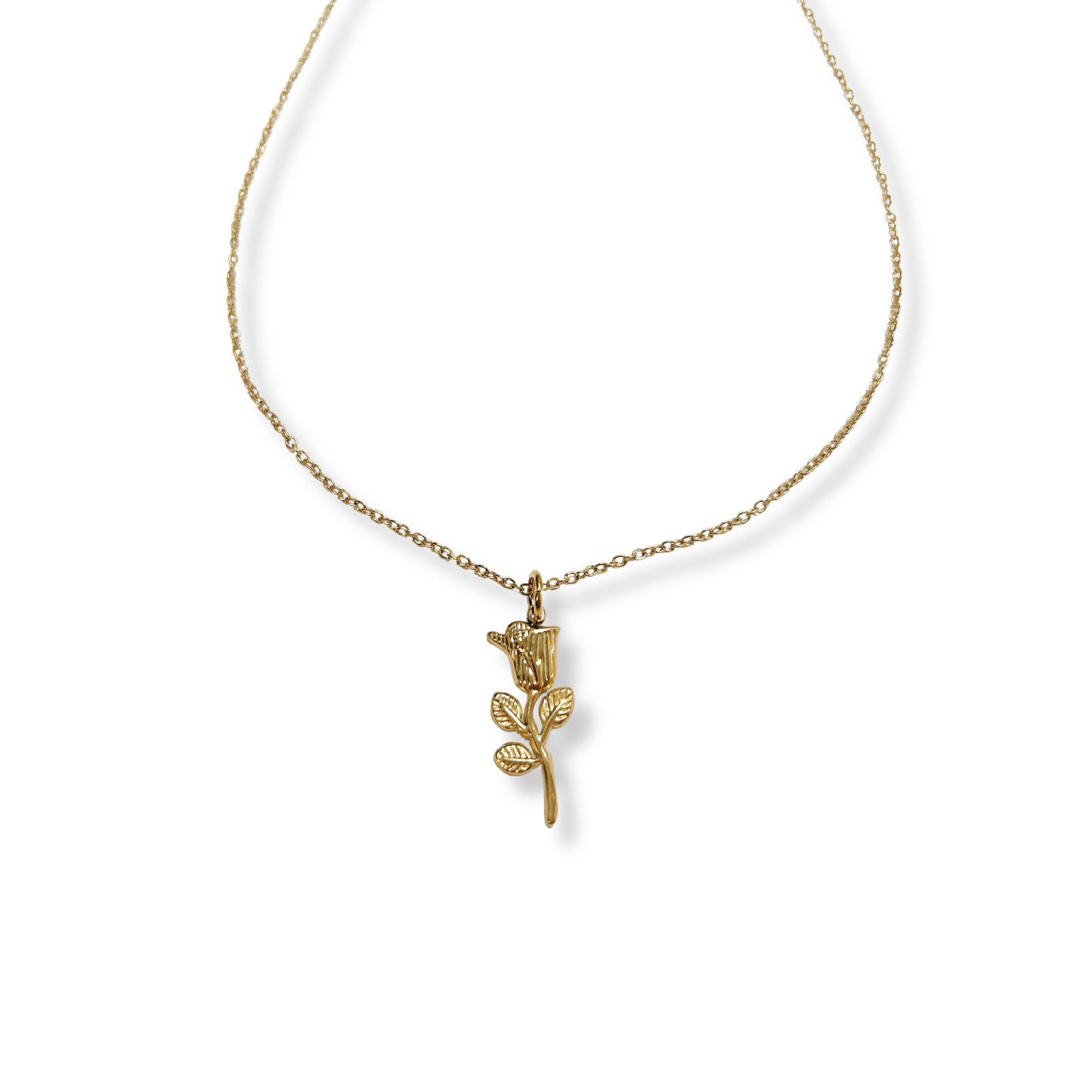 Golden Rose Necklace | Collar Rosa Dorada en Acero Inoxidable