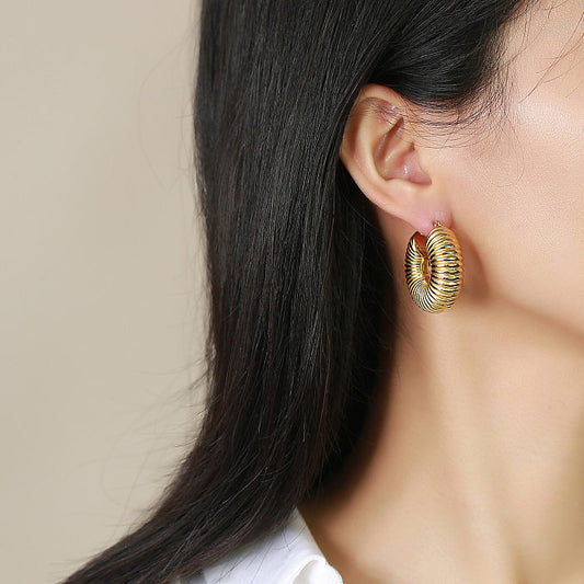 Ribbed Hoops Stainless Steel
