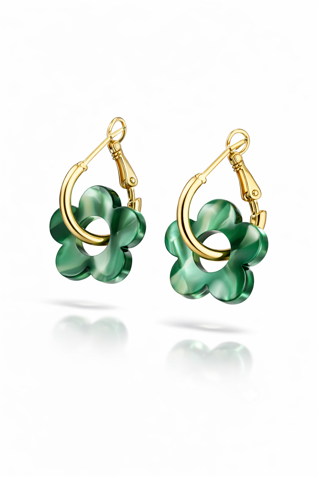 Aretes Flor Acrílico | Chapado en Oro