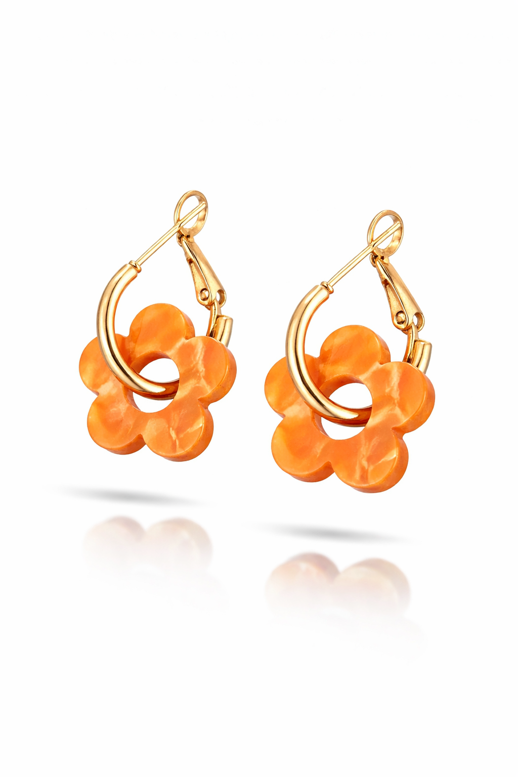 Aretes Flor Acrílico | Chapado en Oro