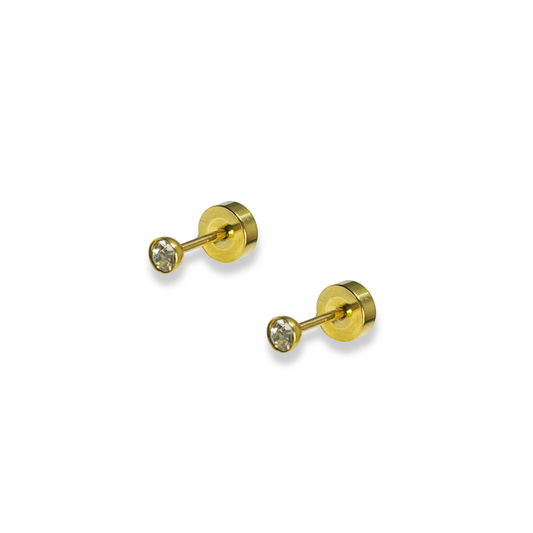 Minimal Gold Spark Studs | Broqueles Minimal Brillo Dorado