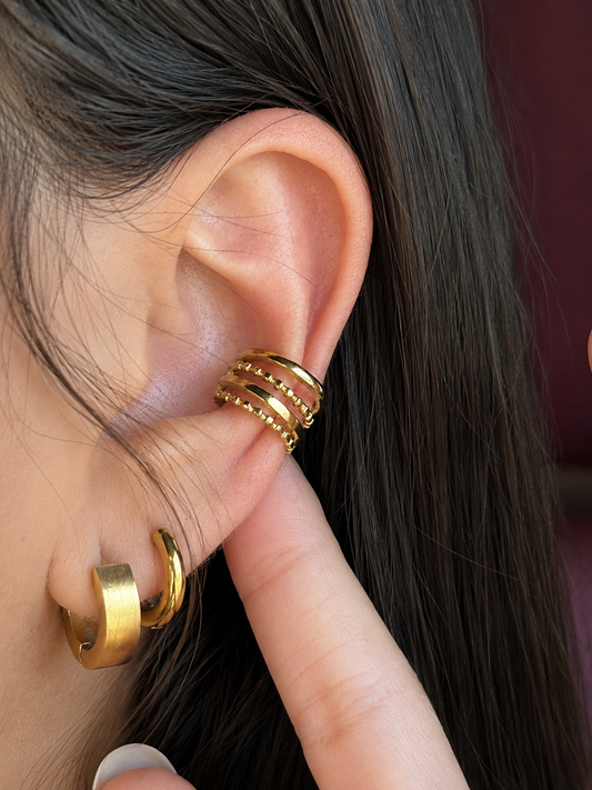 Earcuff 4 Anillos Acero Inoxidable
